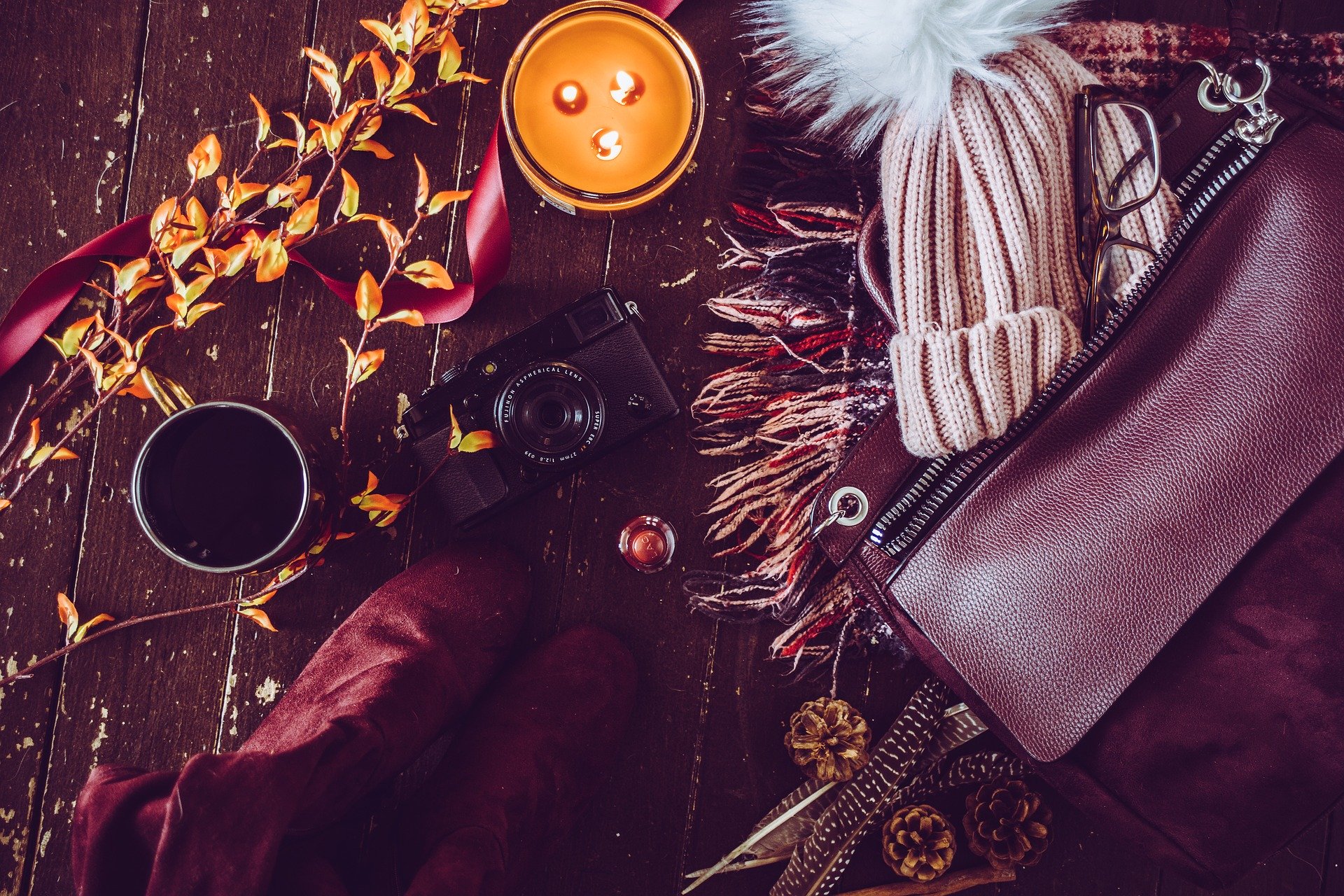 Winter hat and candle