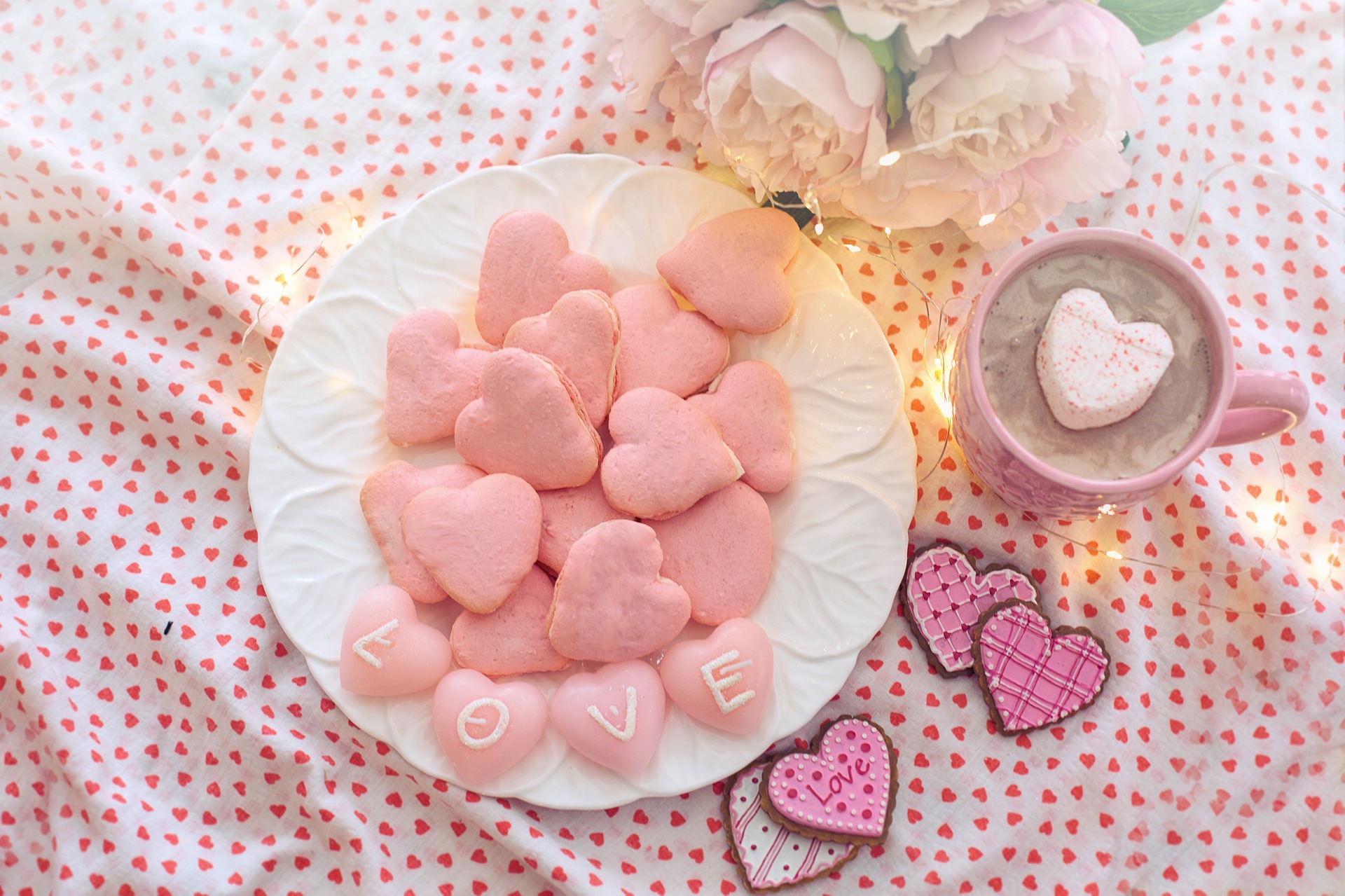 Heart sweets on a plate